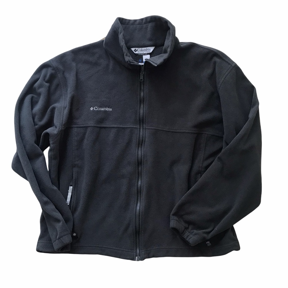 Men’s Columbia charcoal gray fleece zip front jacket Sz L